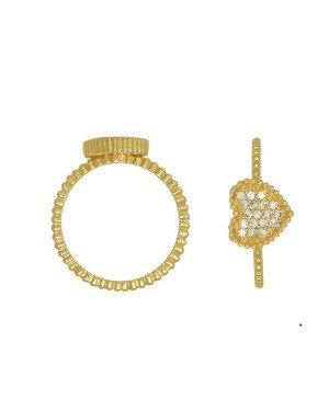 Anel Fundicao - 18 Zirconia - Aro Frisado c/ Coracao - 00 - 1mm x 1mm - 1.76gr