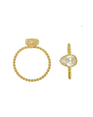 Anel Fundicao - 1 Zirconia - Aberto Aro Torcido c/ Gota - 00 - 1mm x 1mm - 1.38gr