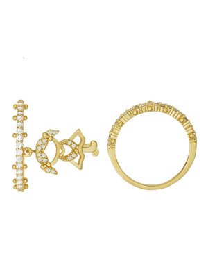 Anel Fundicao - 35 Zirconia - Metade c/ Pedra e Menina Pendurada - 00 - 1mm x 1mm - 2.27gr