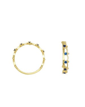 Anel Fundido Ondas c/ 5 Gotinhas de Zirconia - Saphira - 00 - 1mm x 1mm - 0.83gr