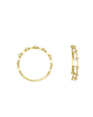 Anel Fundido Ondas c/ 5 Gotinhas de Zirconia - Cristal - 00 - 1mm x 1mm - 0.83gr