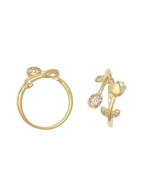 Anel Fundicao - 18 Zirconia - Aro Aberto 2 Botoes de Rosa  - 00 - 1mm x 1mm - 1.40gr