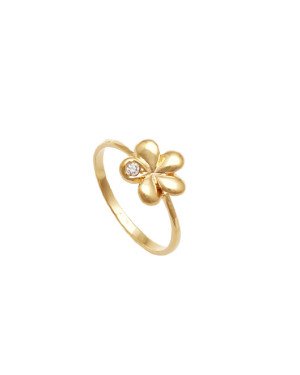 Anel Fundido Flor c/ 1 Zirconia  - 00 - 10mm x 22mm - 1.14gr