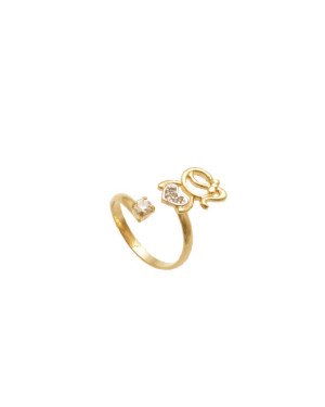 Anel Fundido Falange c/ Menina c/ Zirconia (c/ Rodio) - 00 - 17mm x 15mm - 1.10gr