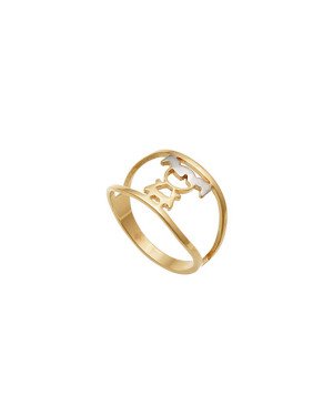 Anel Fundido 2 Fios c/ Menina  (c/ Rodio) - 00 - 20mm x 13mm - 1.90gr