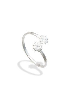 Anel AG Falange c/ 2 Trevos  - G5 - 1mm x 1mm - 0.79gr