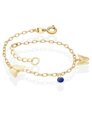 Pulseira p/ 2 Borboletas Diamantadas 1 Pedra  - CS - 10mm x 200mm - 1.39gr