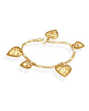 Pulseira Coracoes Vazados - CE - 22mm x 180mm - 7.40gr