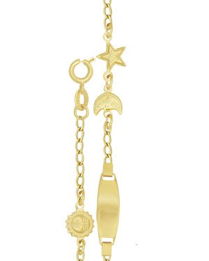 Pulseira  Chapa e Astro - CE - 6mm x 140mm - 2.20gr