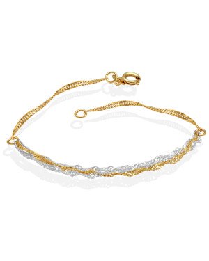 Pulseira Tres Fio Cingapura com Dois Ouro - CE - 4mm x 180mm - 1.50gr