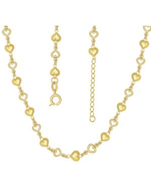 Gargantilha Choker 25 Corcoes Duplos 13 Cheios 12 Vazados Along 5cm - CE - 6mm x 400mm - 7.10gr