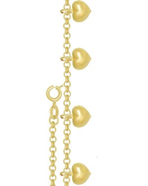Pulseira com Cinco Coracoes Duplos - CE - 12mm x 180mm - 4.30gr