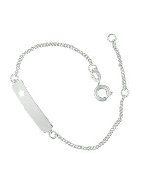 Pulseira Chapa com Flor Vazada com Alongador - G3 - 5mm x 140mm - 1.94gr