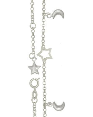 Tornozeleira Um Estrela Vazda Uma Dupla Duas Lua Dupla - G3 - 15mm x 230mm - 2.47gr