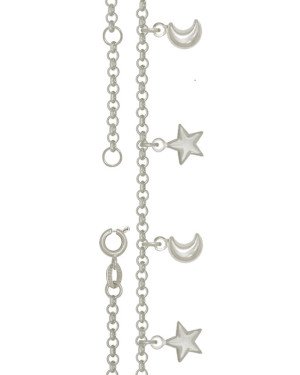 Pulseira Ag 2 Lua 2 Estrela Dp Along 2cm - G3 - 10mm x 260mm - 2.53gr