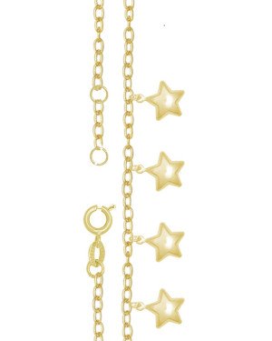 Pulseira Quatro Estrelas Duplas Mini com Alongador - CE - 10mm x 140mm - 1.65gr