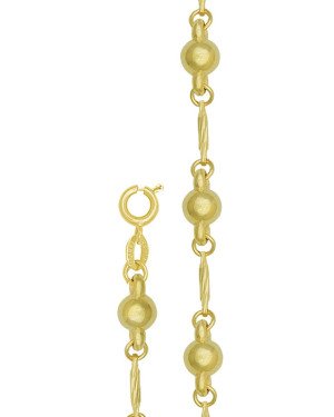 Pulseira com 6 Bolas ABS e 5 Palito Fio Diamantado - CE - 6mm x 180mm - 3.40gr