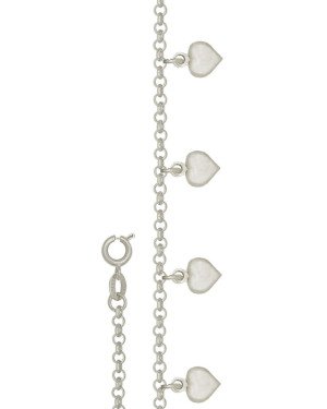 Pulseira com Cinco Coracoes Pequenos Duplos - G3 - 10mm x 180mm - 2.52gr