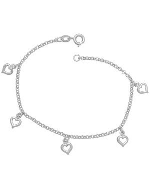 Tornozeleira Cinco Coracoes Pequenos Duplos Vazados - G3 - 6mm x 260mm - 2.79gr