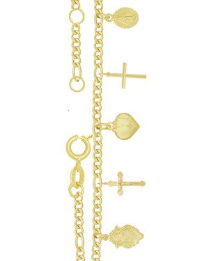 Pulseira Cinco Pingentes Diversos - CN - 15mm x 180mm - 3.20gr