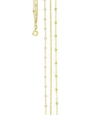 GargantilhaTripla c/ Perola 3mm / Cingapura /Bolinha 3mm - CE - 2mm x 450mm - 5.95gr