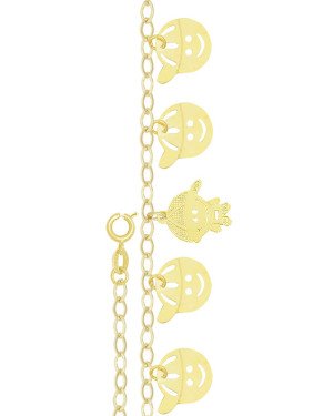 Pulseira c/ 1 Menino de Bone e 4 Cabeca de Menino - CE - 12mm x 180mm - 3.20gr