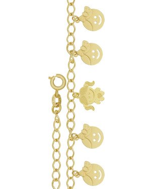 Pulseira c/ 1 Menina e 4 Cabeca de Menina - CE - 18mm x 180mm - 4.20gr