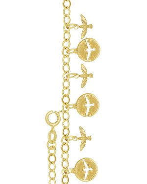 Pulseira c/ 5 Redondo Vaz Espirito Santo e 5 Espirito Santo - CE - 12mm x 180mm - 6.36gr
