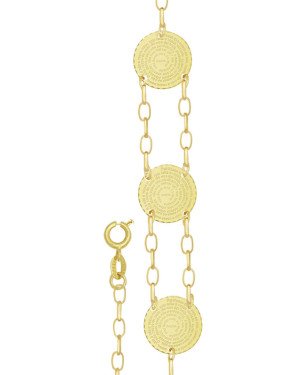 Pulseira Dupla c/ 3 Pai Nosso Intercalados c/ Along. 3cm - CE - 15mm x 220mm - 6.30gr