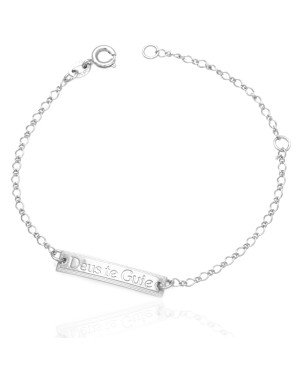 Pulseira AG Infantil Chapa "Deus Te Guie" c/ Along. 2cm - G3 - 5mm x 160mm - 2.07gr
