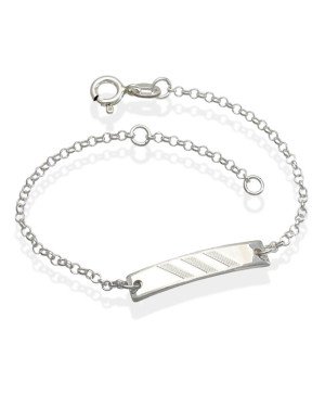 Pulseira AG Chapinha c/ 3 Detalhes Reticulado - G3 - 5mm x 140mm - 1.90gr