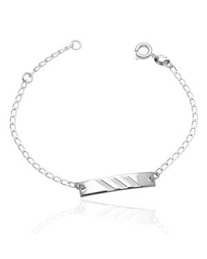 Pulseira AG Chapinha c/ 3 Detalhes Reticulado - G3 - 5mm x 140mm - 2.12gr