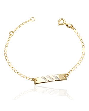 Pulseira Chapinha c/ 3 Detalhes Reticulado (Rodio) - CE - 5mm x 180mm - 2.00gr