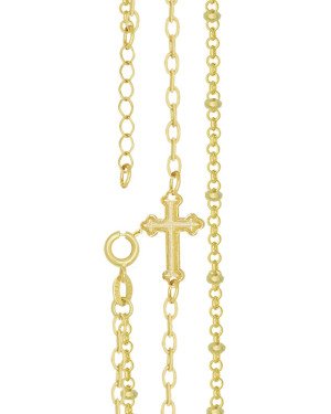 Pulseira Dupla c/ Cruz no Meio c/ Along. 3cm - CN - 10mm x 210mm - 4.03gr