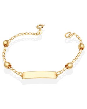 Pulseira Chapa Lisa c/ 4 Bolinha 3mm c/ Along. 2cm  - CS - 3mm x 140mm - 1.48gr