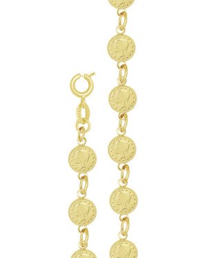 Pulseira c/ 13 Moeda Lira 7mm - CE - 7mm x 180mm - 5.00gr