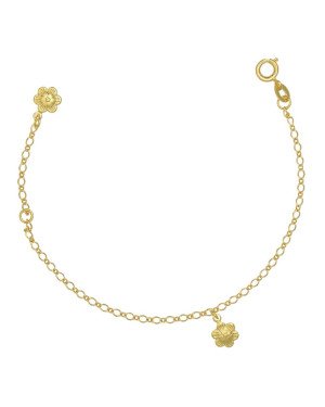 Pulseira c/ 2 Florzinha Estampada e Alongador 2cm - CE - 6mm x 177mm - 1.37gr