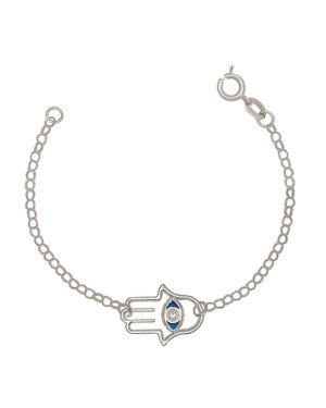 Pulseira AG c/ 1 Mao de Fatima 20mm Vazada c/ Resina - G3 - 20mm x 180mm - 2.40gr