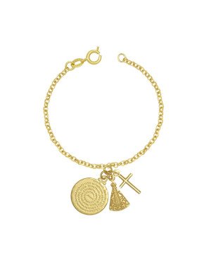 Pulseira c/ Cacho Oracao Ave Maria/N.Sr. Aparecida/ Cruz - CE - 24mm x 180mm - 4.00gr