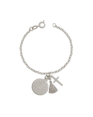Pulseira AG c/ Cacho Oracao Ave Maria/N.Sr. Aparecida/ Cruz - G3 - 24mm x 180mm - 4.10gr