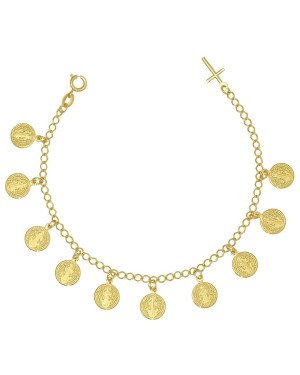 Pulseira Com Medalhas Sao Bento - CE - 9mm x 210mm - 7.20gr