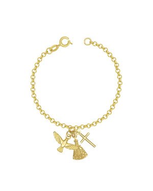 Pulseira Cacho c/Cruz N.Sr.Aparecida e Espirito Santo - CE - 20mm x 180mm - 2.39gr