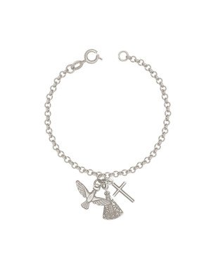 Pulseira AG Cacho c/ Cruz N. Sr. Aparecida e Espirito Santo - G3 - 20mm x 180mm - 1.99gr
