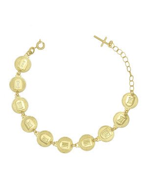 Pulseira 10 Mandamentos c/ Alongador e Cruz - CE - 11mm x 230mm - 7.30gr