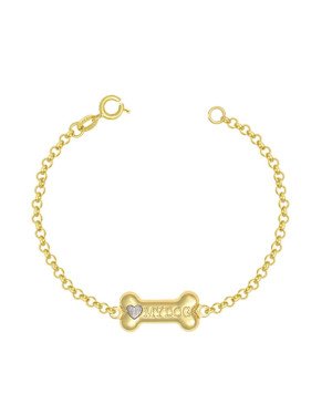 Pulseira c/ Osso 18mm My Dog c/ Rodio - CE - 9mm x 180mm - 2.30gr