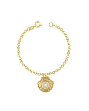 Pulseira c/ 1 Concha e Perola 6mm - CE - 18mm x 180mm - 3.12gr