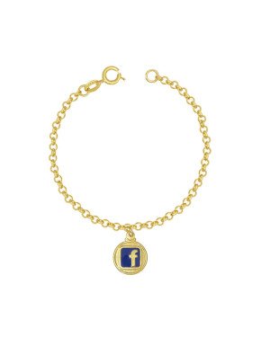 Pulseira c/ Simbolo Facebook c/ Resina - CE - 17mm x 180mm - 2.20gr