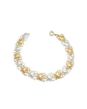 Pulseira c/ 16 Borboletas Vaz Centro Diamantada ( 2 Ouros) - CE - 12mm x 180mm - 7.90gr