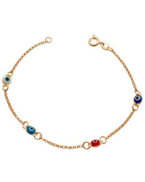 Pulseira c/ 4 Olho Grego 4mm Colorido - CS - 4mm x 180mm - 1.70gr