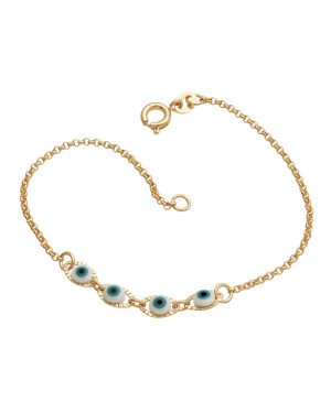 Pulseira c/ 4 Olho Grego Branco - CS - 1mm x 180mm - 1.30gr